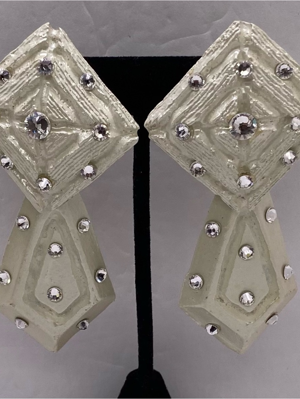 Vintage Jeff Lieb Chunk Clip On Earrings Runway Earrings